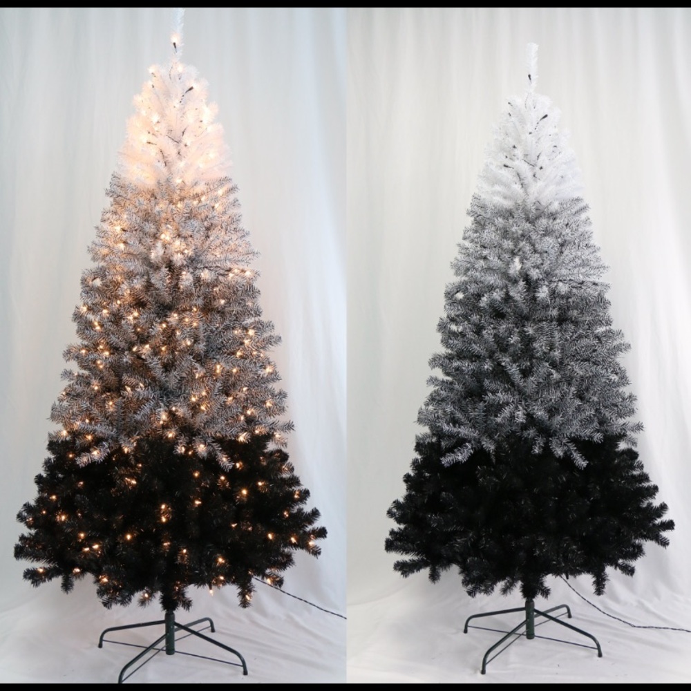 7.5’ Pre-Lit Black/ White Ombré Christmas Tree